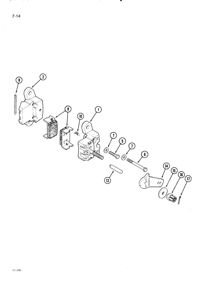 Схема запчастей Case IH 2096 - (7-014) - CALIPER DISC BRAKE (07) - BRAKES