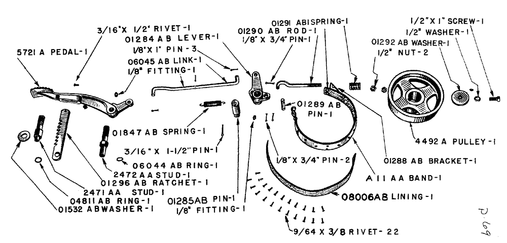 Схема запчастей Case IH LA-SERIES - (046) - TRANSMISSION FOOT BRAKE PRIOR TO TRACTOR NO. 5208165 (06) - POWER TRAIN