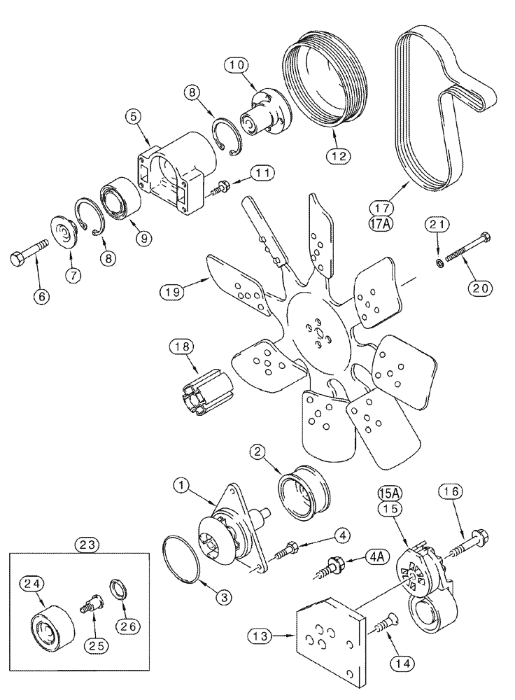 Схема запчастей Case IH 2366 - (02-11[01]) - WATER PUMP SYSTEM - BSN JJC0255700 (01) - ENGINE