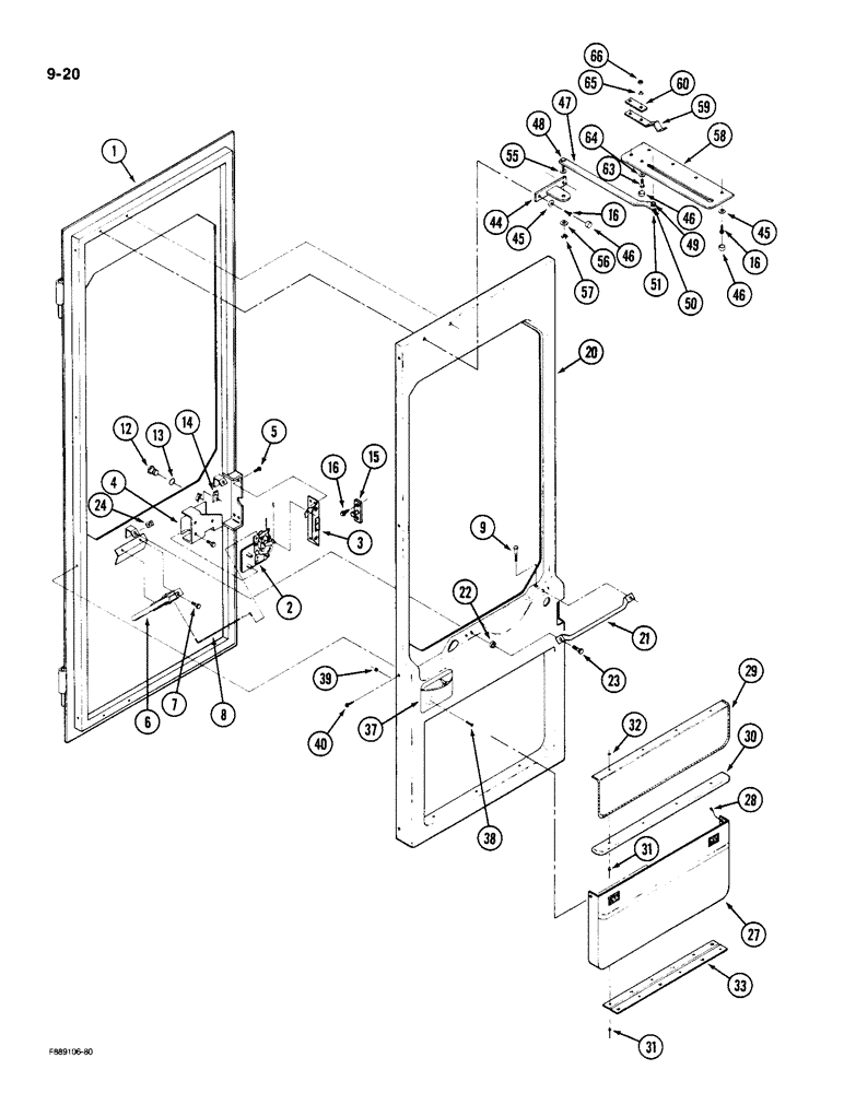 Схема запчастей Case IH 9190 - (9-20) - CAB DOOR AND LATCH (CONTD) (09) - CHASSIS/ATTACHMENTS