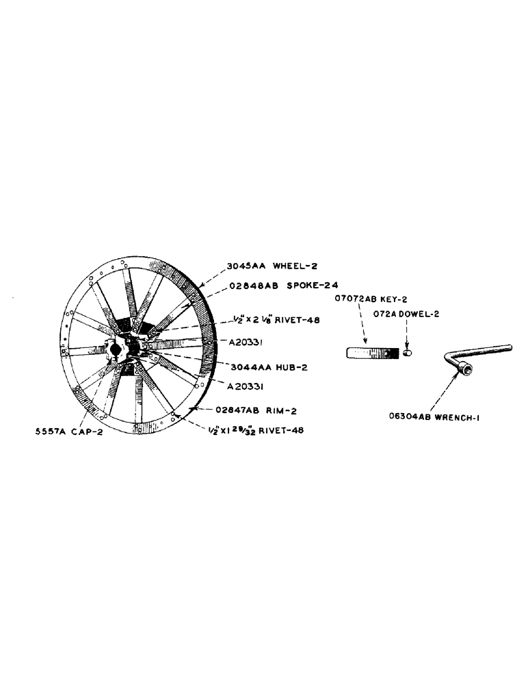 Схема запчастей Case IH DC-SERIES - (086) - STEEL REAR WHEELS, FOR "DC" TRACTOR NUMBER 4607033 AND AFTER (06) - POWER TRAIN