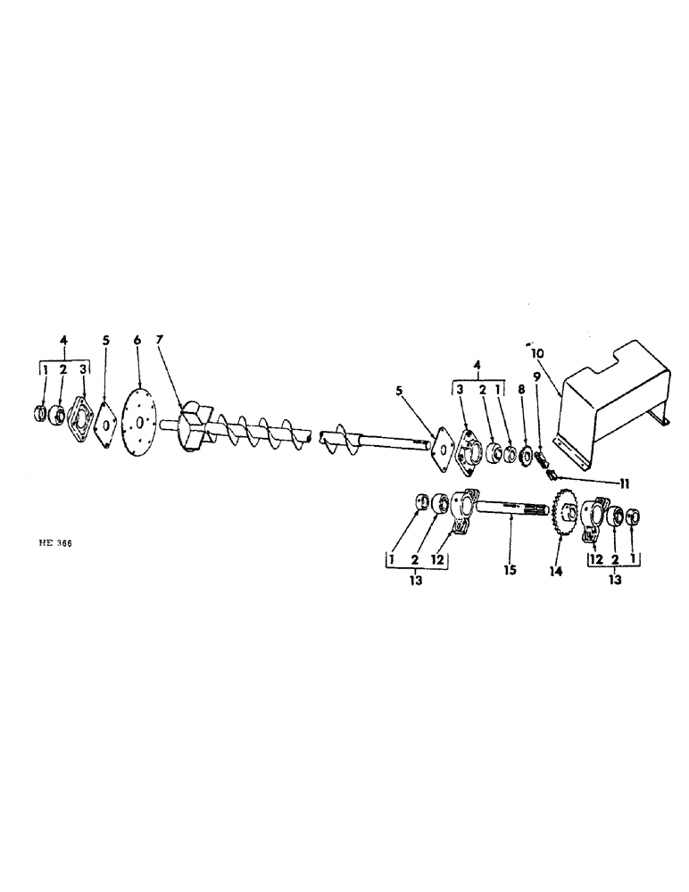 Схема запчастей Case IH 1100 - (N-5) - AUGER SHAFT, DRIVE AND SHIELD 