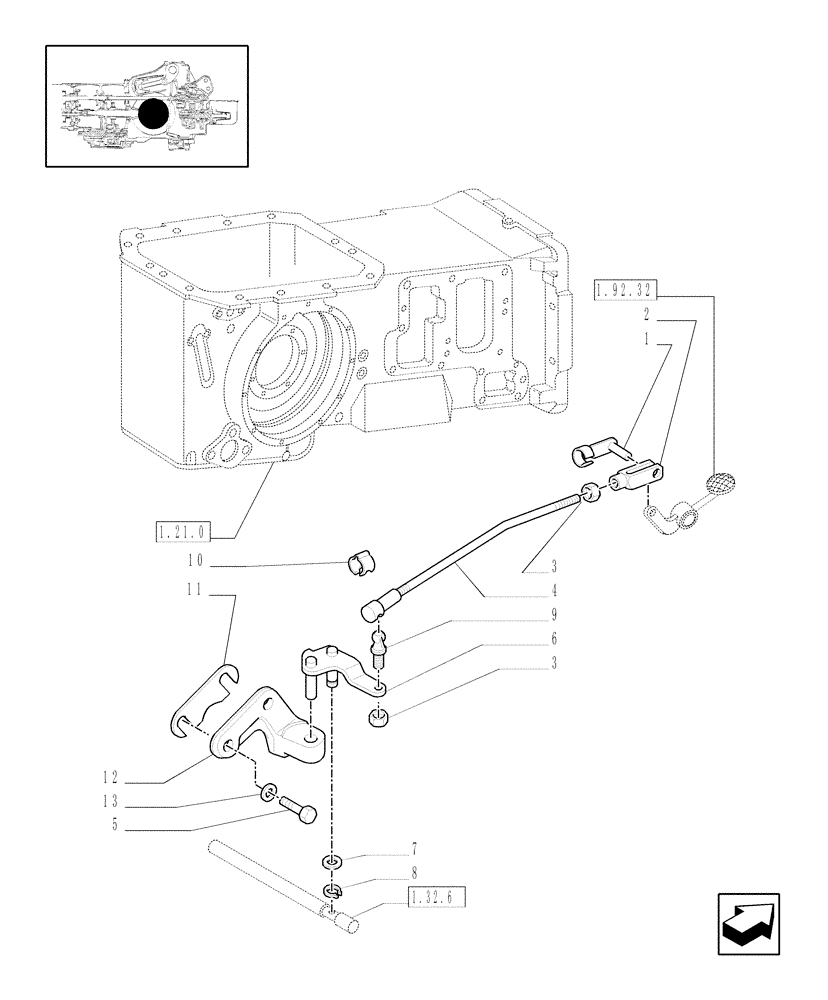 Схема запчастей Case IH JX1075C - (1.32.7) - DIFFERENTIAL LOCK CONTROL (03) - TRANSMISSION