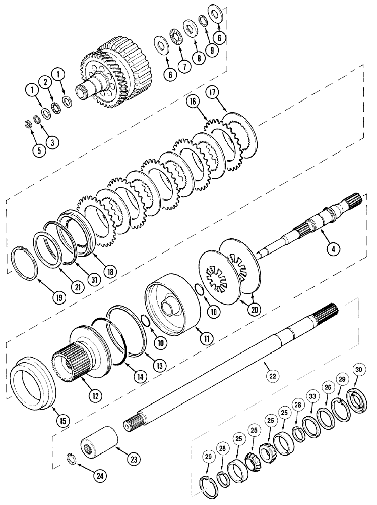 Схема запчастей Case IH MX90C - (06-33) - M.F.D. CLUTCH AND DRIVE SHAFTS, MX80C (06) - POWER TRAIN