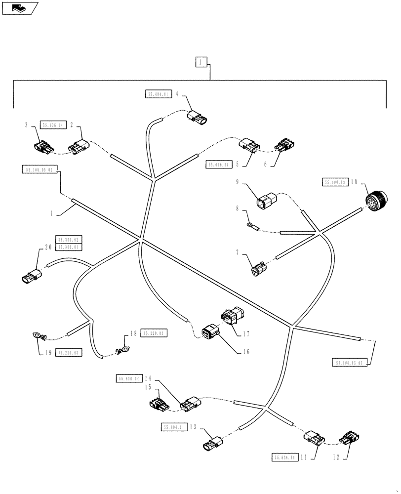 Схема запчастей Case IH 810 - (55.100.05[02]) - PRODUCT HARNESS, VIPER PRO (55) - ELECTRICAL SYSTEMS