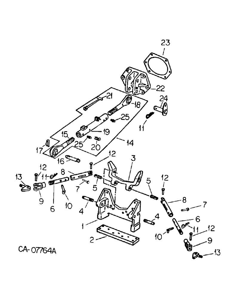 Схема запчастей Case IH 3488 - (09-08) - FRAME, THREE POINT HITCH, CAT II, UPPER LINK AND LATERAL LIMITER (12) - FRAME