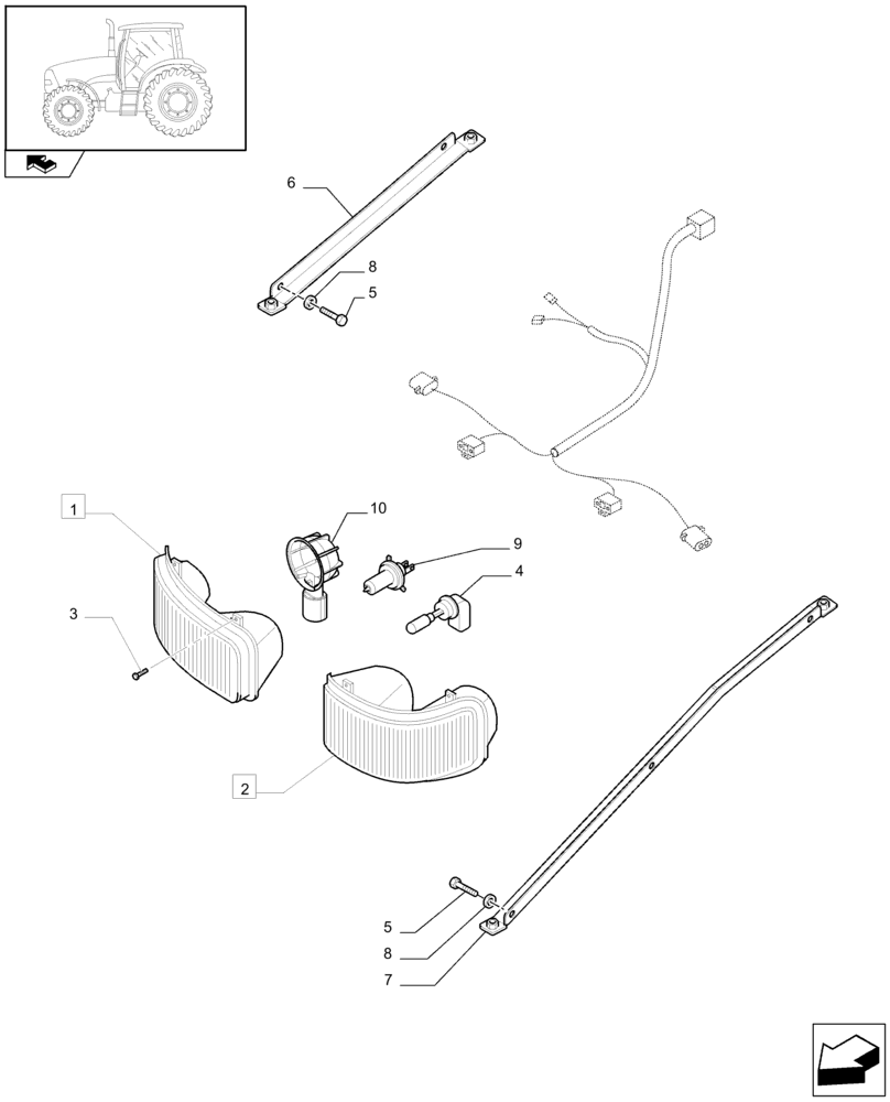 Схема запчастей Case IH PUMA 115 - (1.75.6[01]) - FRONT HEADLAMPS (06) - ELECTRICAL SYSTEMS