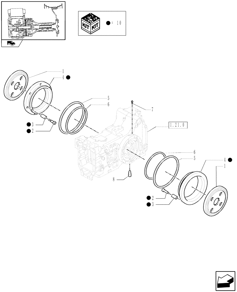 Схема запчастей Case IH PUMA 125 - (1.65.3) - TRANSMISSION BRAKES (05) - REAR AXLE