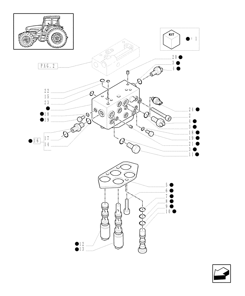 Схема запчастей Case IH MXU125 - (1.80.7/04[02]) - (VAR.269/1) CCLS FOR TRANSMISSION 24X24 (EDC) - CONTROL VALVE AND RELEVANT PARTS - 4WD (07) - HYDRAULIC SYSTEM