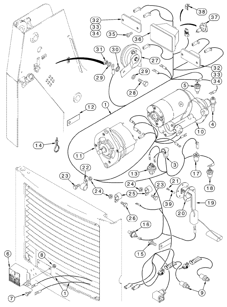 Схема запчастей Case IH 95XT - (04-09) - CHASSIS HARNESS, REAR (NORTH AMERICA -JAF0237963) (04) - ELECTRICAL SYSTEMS