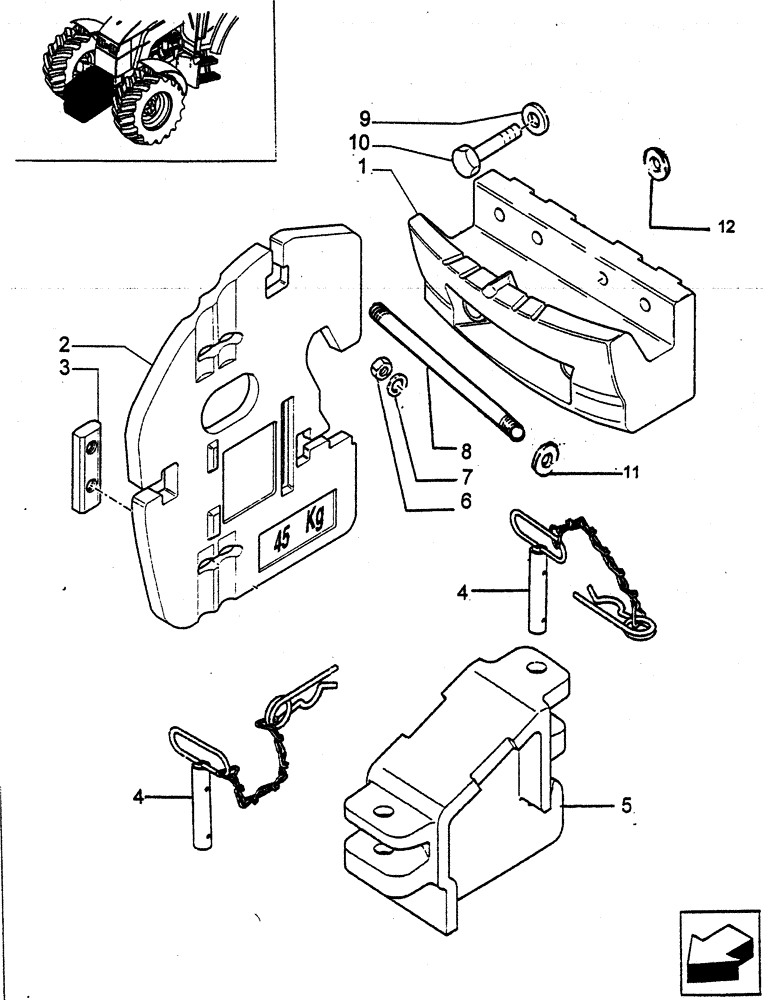 Схема запчастей Case IH JX65 - (1.21.5/01) - (VAR.240-397-933) FRONT COUNTERWEIGHT SUPPORT - SUPPORT, TIE-ROD AND COUNTERWEIGHT (03) - TRANSMISSION