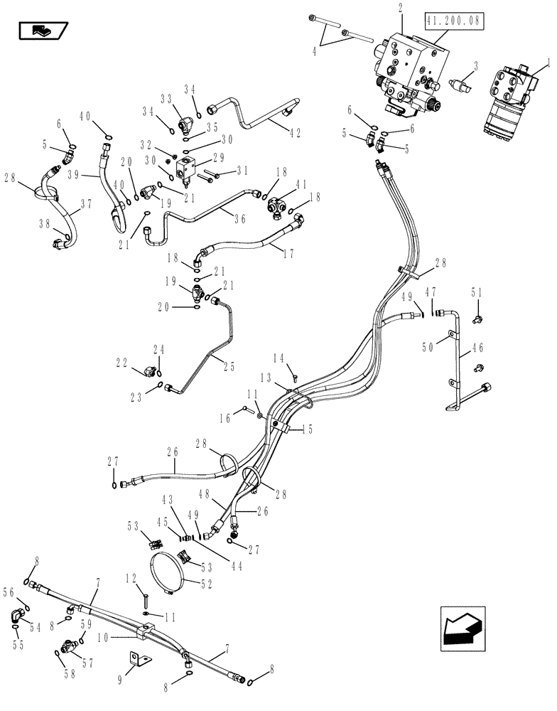 Схема запчастей Case IH MAGNUM 180 - (41.200.05) - STEERING SYSTEM, MFD CLASS 4 AXLE WITH AUTOGUIDANCE, POWERSHIFT TRANSMISSION (41) - STEERING