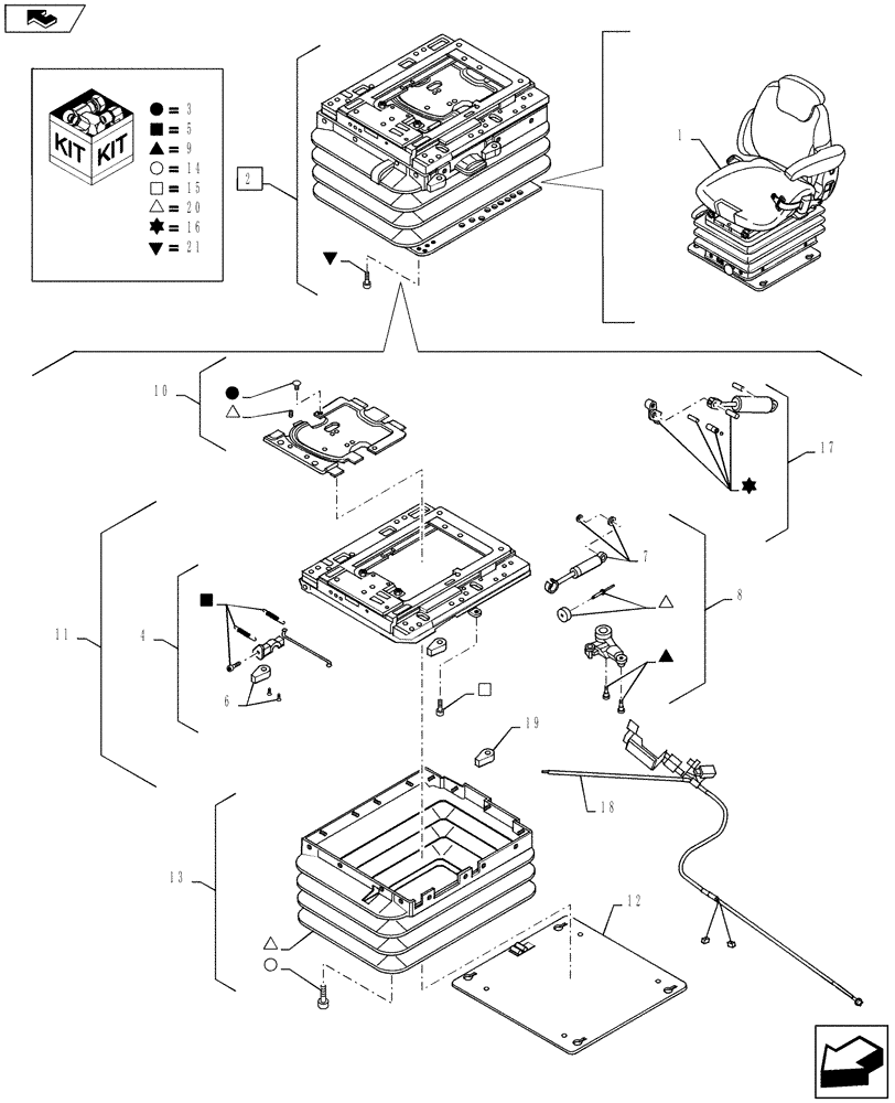 Схема запчастей Case IH PUMA 160 - (90.124.04) - VAR - 390709, 333709, 743715, 330709, 332709 - DELUXE SUSPENSION SEAT - SUSPENSION ASSY & COMPONENTS (90) - PLATFORM, CAB, BODYWORK AND DECALS
