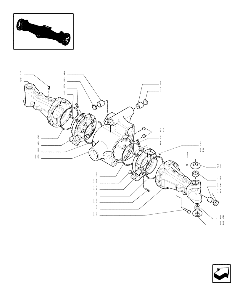 Схема запчастей Case IH JX1095N - (1.40.5/01) - (VAR.320) HIGH SPEED RING GEAR AND PINION 40KM/H, 4WD W/FRONT BRAKES - FRONT AXLE AND PARTS (04) - FRONT AXLE & STEERING
