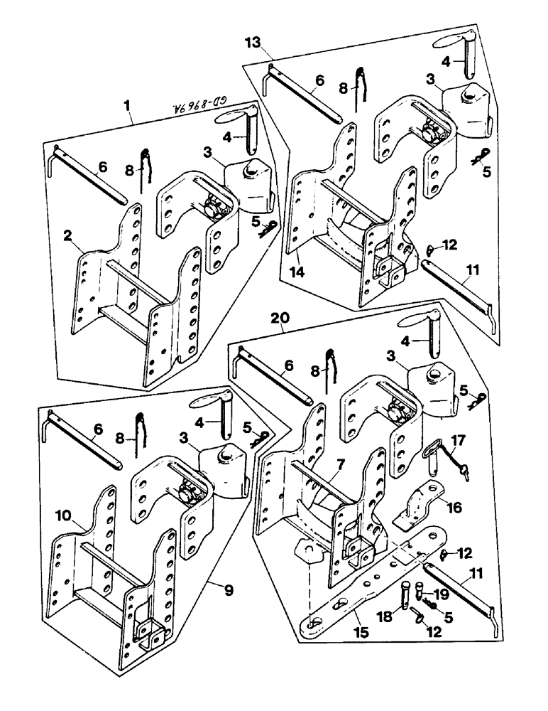 Схема запчастей Case IH 744 - (2E17) - TRAILER HITCH FRENCH VERSION, P/N 3225674R91 (07) - HYDRAULICS