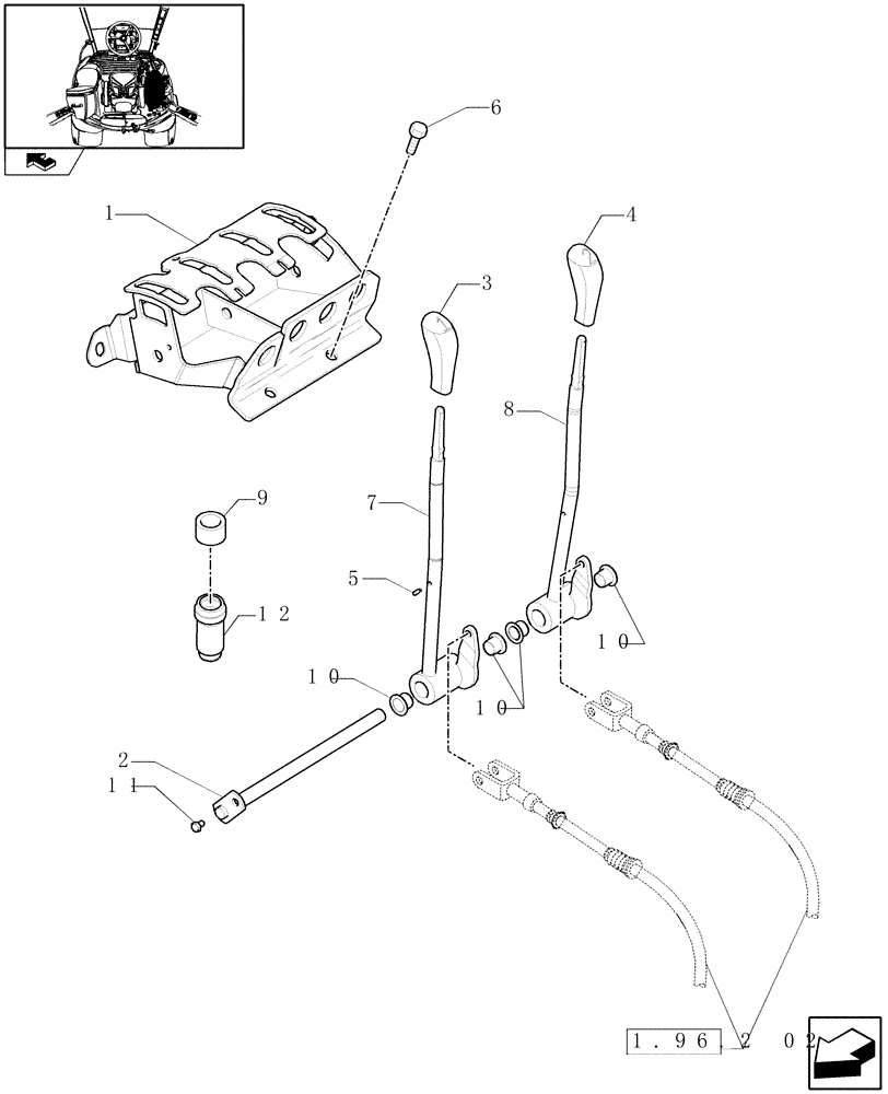 Схема запчастей Case IH PUMA 140 - (1.96.2[01]) - CONTROL VALVE CONTROL - FRAME AND CONTROL LEVERS (10) - OPERATORS PLATFORM/CAB