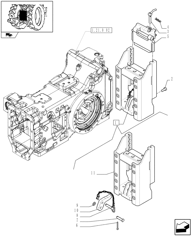 Схема запчастей Case IH PUMA 140 - (1.89.5/02[01A]) - SLIDER TOW HOOK WITH SWIVEL COUPLING AND PITON, LESS SWINGING DRAWBAR (FRANCE) - D6978 (VAR.330940) (09) - IMPLEMENT LIFT