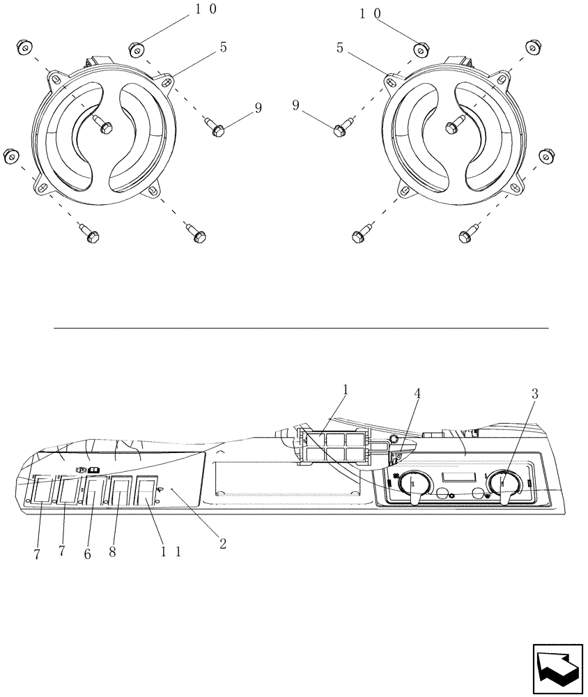 Схема запчастей Case IH 7130 - (55.510.03) - CAB, OVERHEAD CONTROL PANEL (55) - ELECTRICAL SYSTEMS