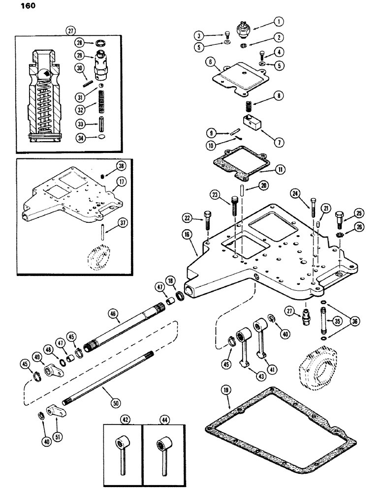 Схема запчастей Case IH 970 - (160) - COVERS AND RELIEF VALVE, POWER SHIFT (06) - POWER TRAIN