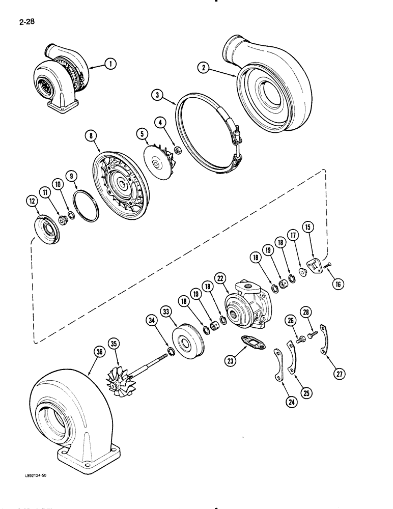 Схема запчастей Case IH 9110 - (2-28) - TURBOCHARGER, 6T-830 ENGINE, 6TA-830 ENGINE (02) - ENGINE