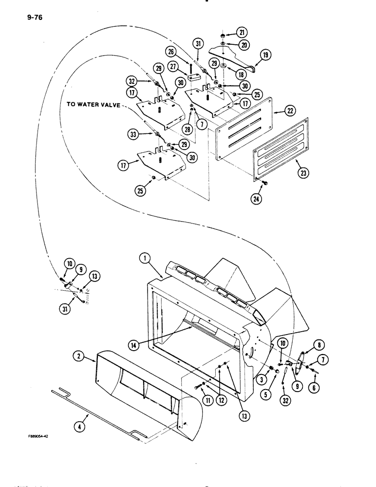 Схема запчастей Case IH 9130 - (9-76) - AIR CONDITIONER AND HEATER, CONTROLS AND AIR PLENUM, CAB (09) - CHASSIS/ATTACHMENTS