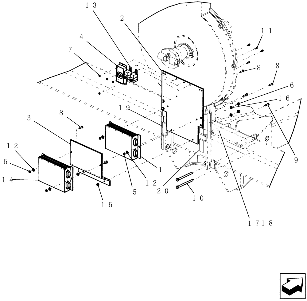 Схема запчастей Case IH 1200 - (L.10.D[06]) - FAN AND ELECTRONIC ASSEMBLY MOUNTING, 6 & 8 ROW RIGID TRAILING (VARIABLE RATE) (FROM 11/2003) L - Field Processing