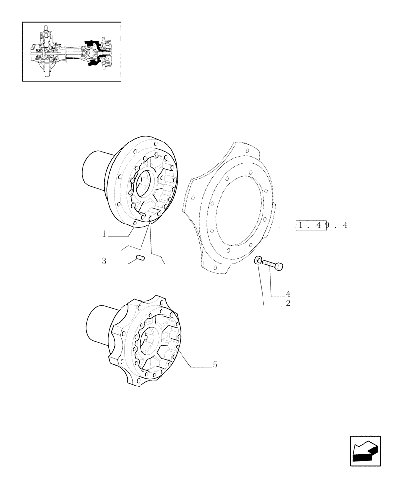 Схема запчастей Case IH JX55 - (1.40.0/03) - FRONT AXLE - HUBS (04) - FRONT AXLE & STEERING