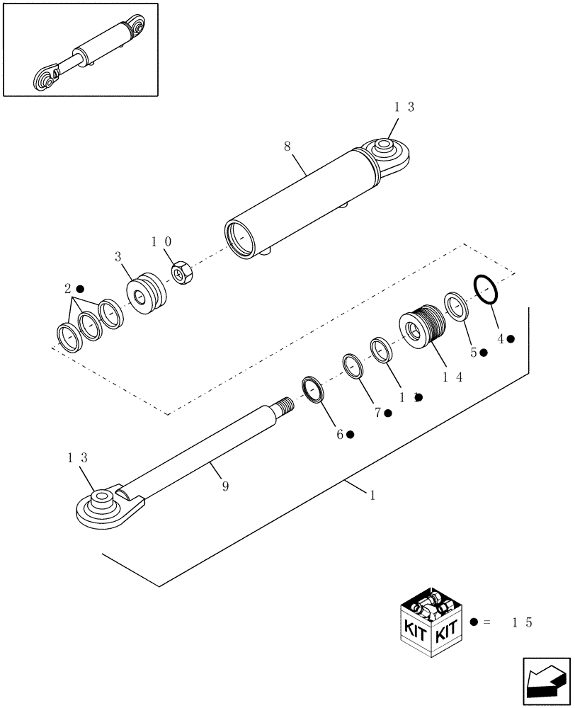 Схема запчастей Case IH WDX1002S - (07.12[1]) - CYLINDER, HYDRAULIC HEADER TILT, .750" OD ROD (07) - HYDRAULIC SYSTEM