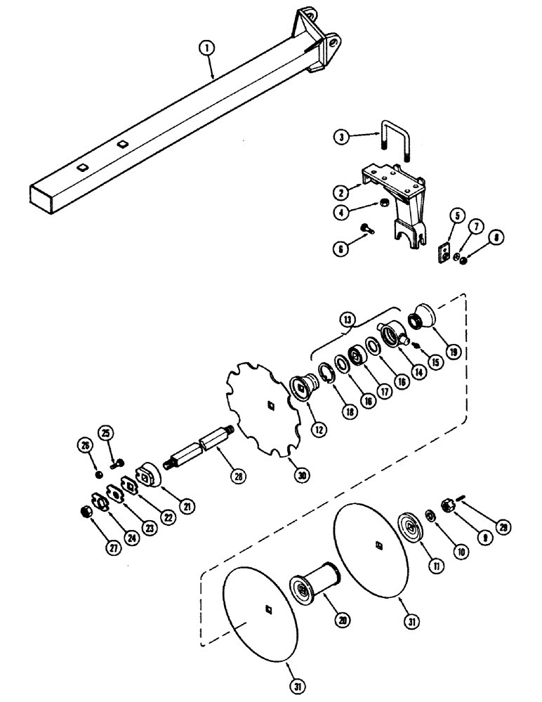 Схема запчастей Case IH E30 - (074) - FRONT RIGHT WING GANG, 10-1/2 INCH (266.7 MM) SPACING, MODEL 11-399 