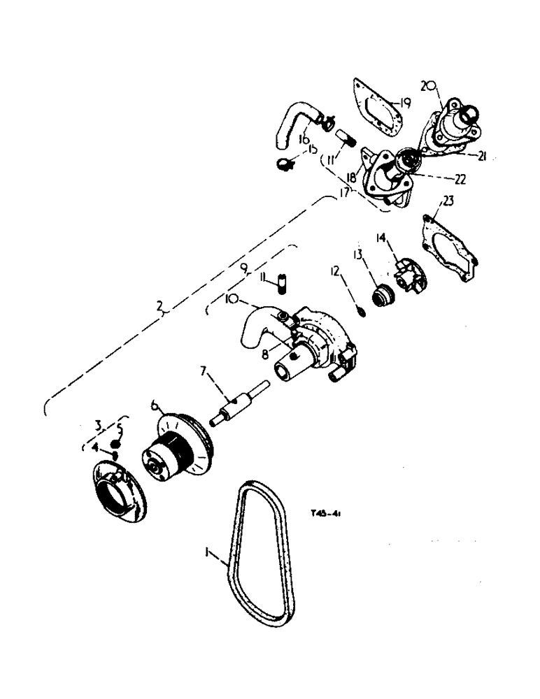 Схема запчастей Case IH 354 - (2-17) - PETROL ENGINE, WATER PUMP AND THERMOSTAT HOUSING (01) - ENGINE
