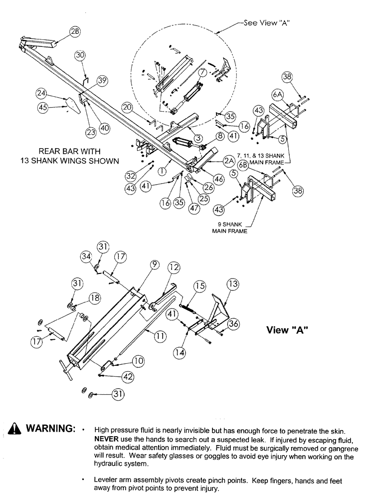 Схема запчастей Case IH 6700 - (001) - HYDRAULIC LEVELER BAR 