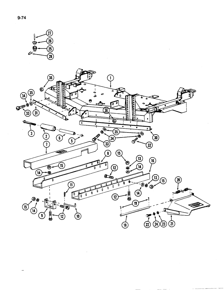 Схема запчастей Case IH 60FS - (9-074) - MOWER DECK, 60FS MOWER (03) - CHASSIS/MOUNTED EQUIPMENT