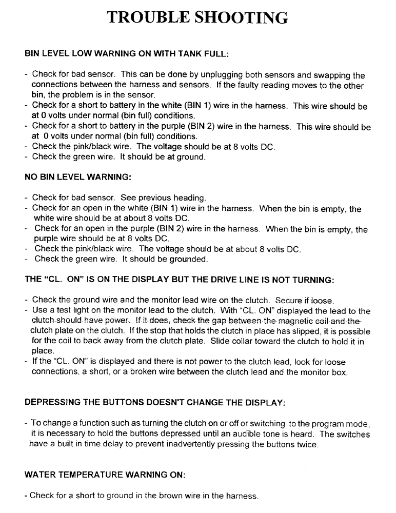 Схема запчастей Case IH 1100 - (C29) - TROUBLE SHOOTING 