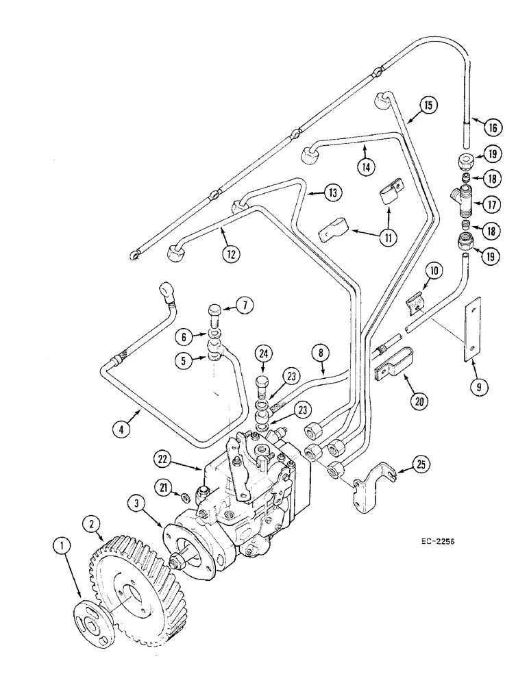 Схема запчастей Case IH 685 - (3-126) - FUEL INJECTION TUBES AND PUMP GEAR (03) - FUEL SYSTEM