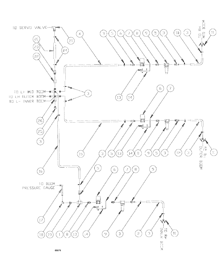 Схема запчастей Case IH SPX3185 - (09-036) - LIQUID PLUMBING - 90 6-BOOM SHUTOFF RH BOOM Liquid Plumbing