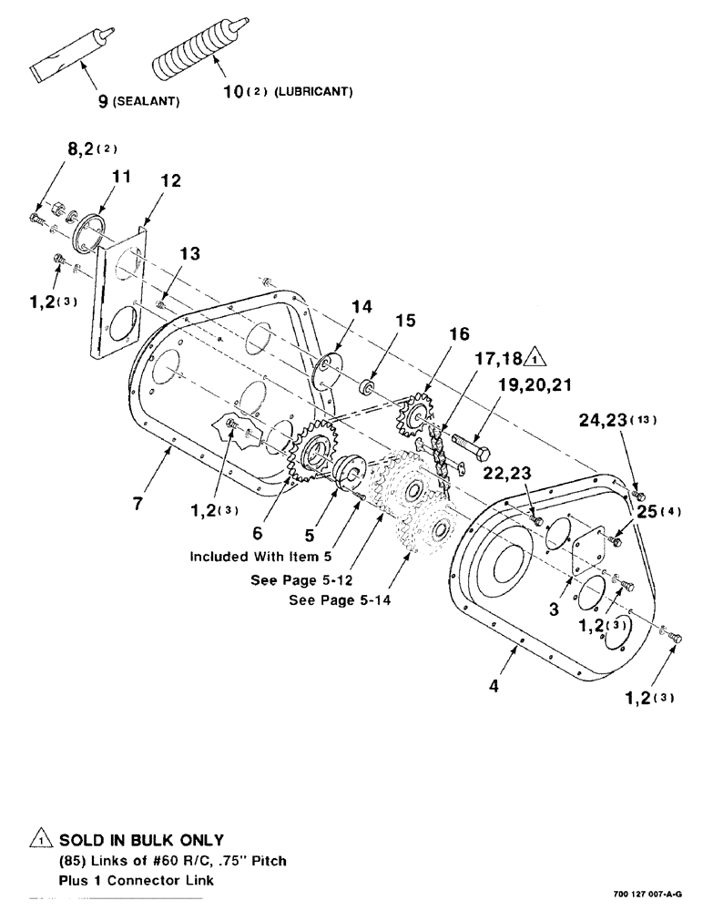 Схема запчастей Case IH 8312 - (5-10) - CHAINBOX ASSEMBLY (58) - ATTACHMENTS/HEADERS