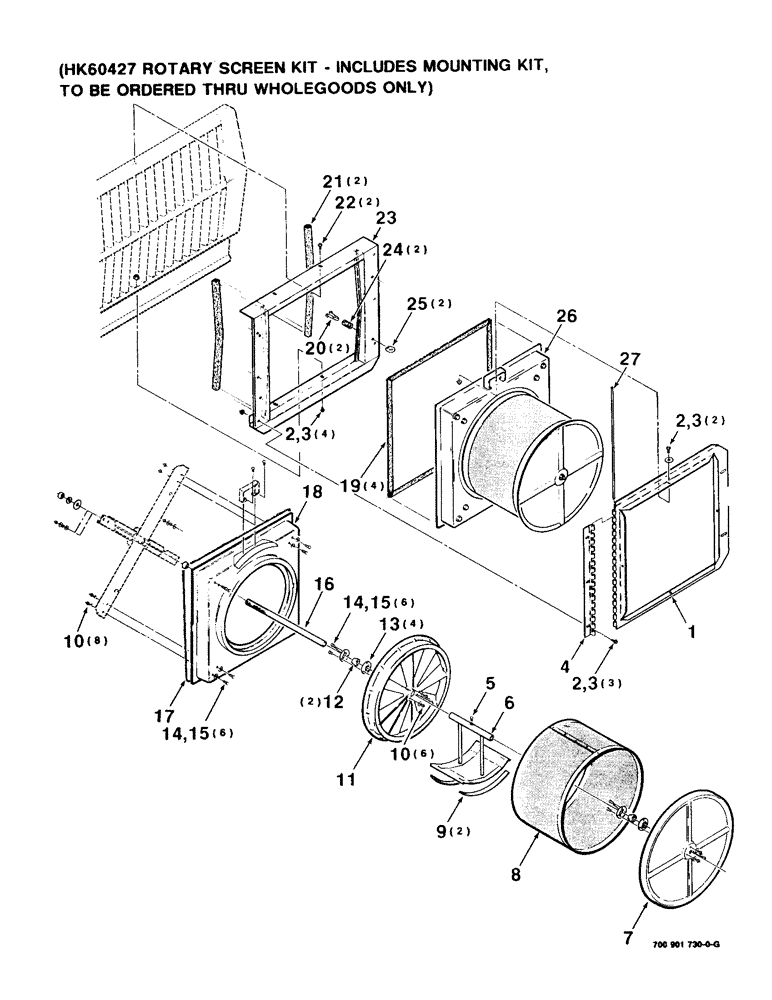 Схема запчастей Case IH 8830 - (9-16) - ROTARY SCREEN KIT, HK60427 ROTARY SCREEN KIT, INCLUDES MOUNTING KIT (09) - CHASSIS