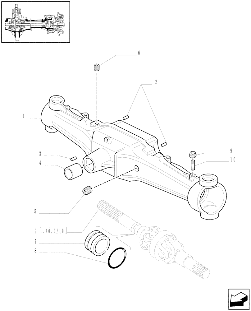 Схема запчастей Case IH MXU135 - (1.40.0/01[02]) - 4WD FRONT AXLE - BOX (04) - FRONT AXLE & STEERING