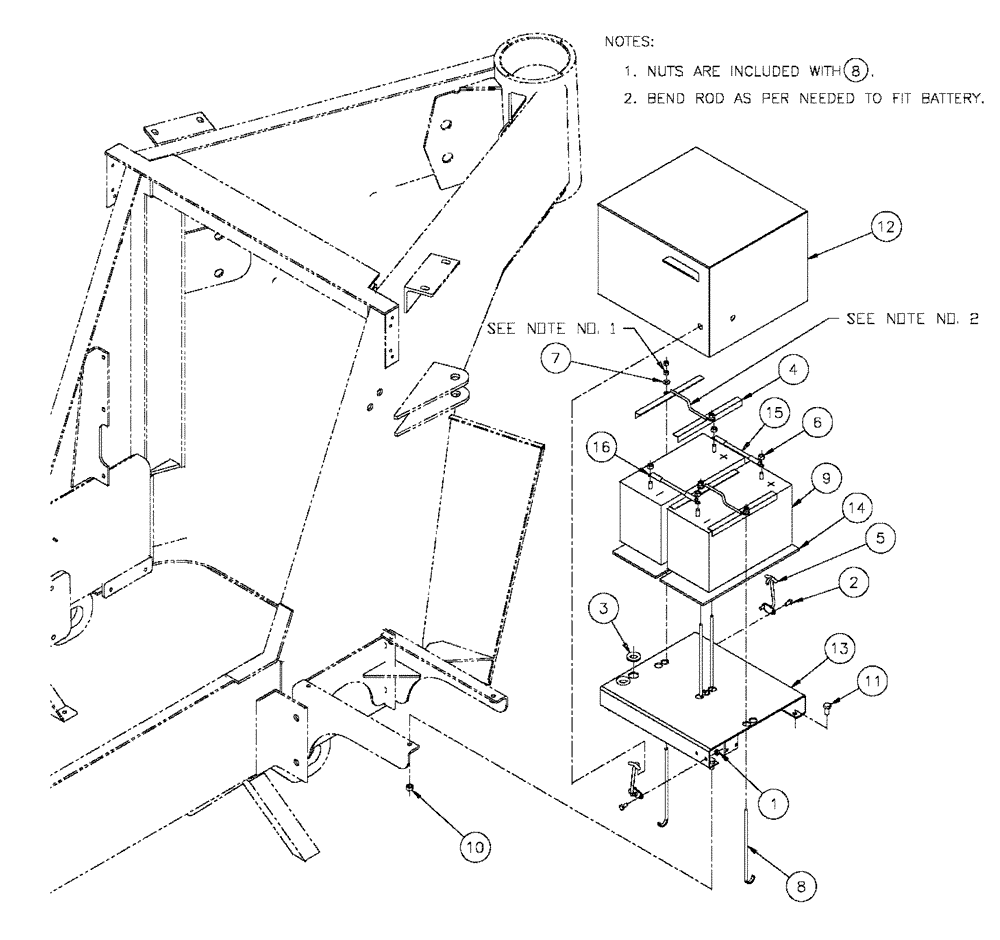Схема запчастей Case IH FLX3300B - (02-060) - BATTERY GROUP (01) - ENGINE