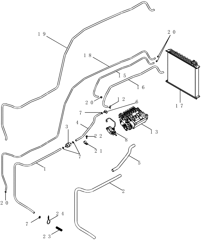 Схема запчастей Case IH MX210 - (03-21) - FUEL LINES WITH INLINE FILTER, MX210 AND MX230 (03) - FUEL SYSTEM