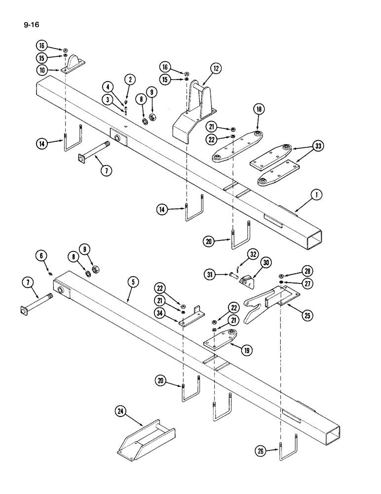 Схема запчастей Case IH 696 - (9-16) - GANG FRAMES (09) - CHASSIS/ATTACHMENTS