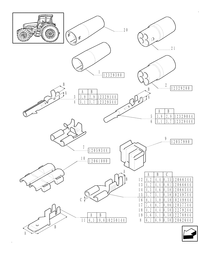 Схема запчастей Case IH JX90U - (1.77.0[04]) - CONNECTOR, CABLE TERMINAL (06) - ELECTRICAL SYSTEMS