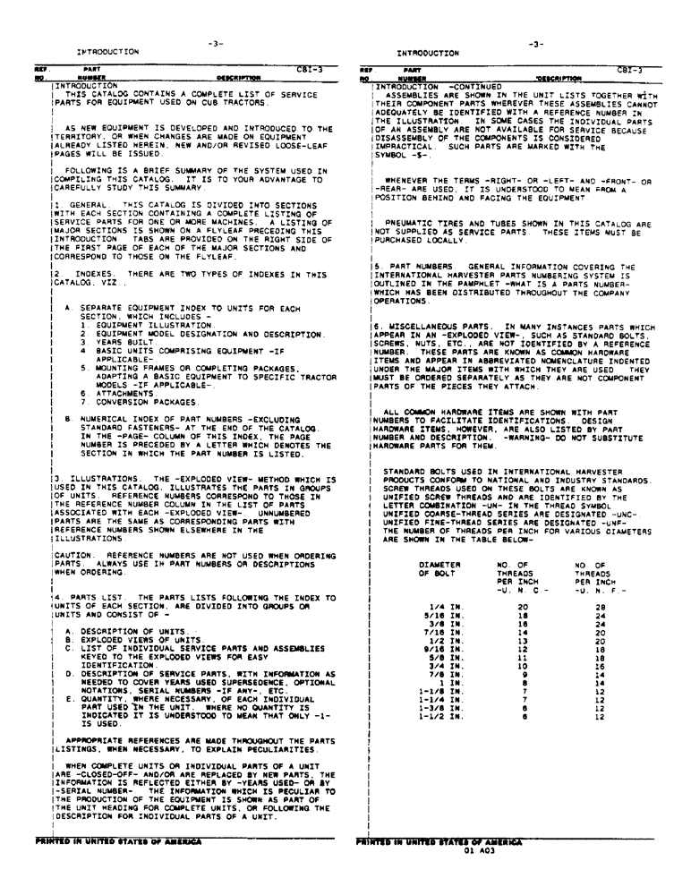Схема запчастей Case IH C-2 - (3) - INTRODUCTION 