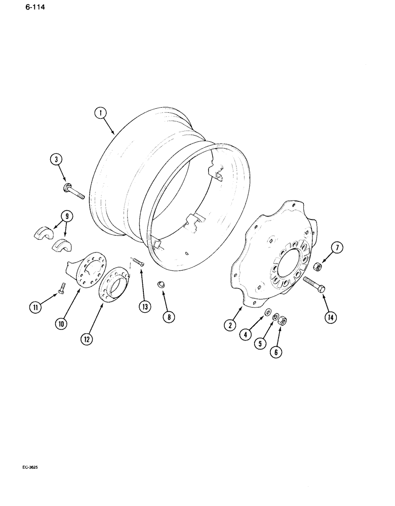 Схема запчастей Case IH 995 - (6-114) - REAR WHEELS, 26 AND 30 INCH WHEELS (06) - POWER TRAIN