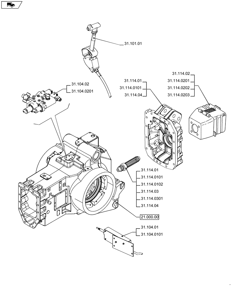 Схема запчастей Case IH PUMA 170 - (31.000.00) - PICTORIAL INDEX - IMPLEMENT POWER TAKE-OFF (31) - IMPLEMENT POWER TAKE OFF