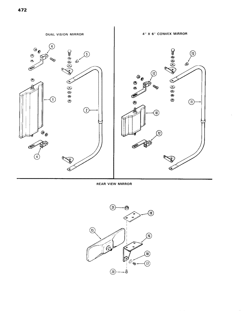 Схема запчастей Case IH 870 - (472) - CAB, MIRRORS, DUAL VISION (09) - CHASSIS/ATTACHMENTS
