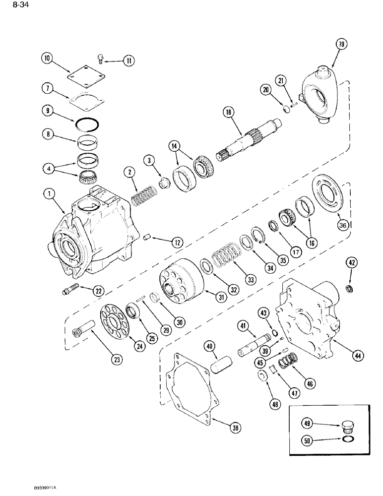 Схема запчастей Case IH 7110 - (8-34) - HYDRAULIC PISTON PUMP ASSEMBLY (08) - HYDRAULICS