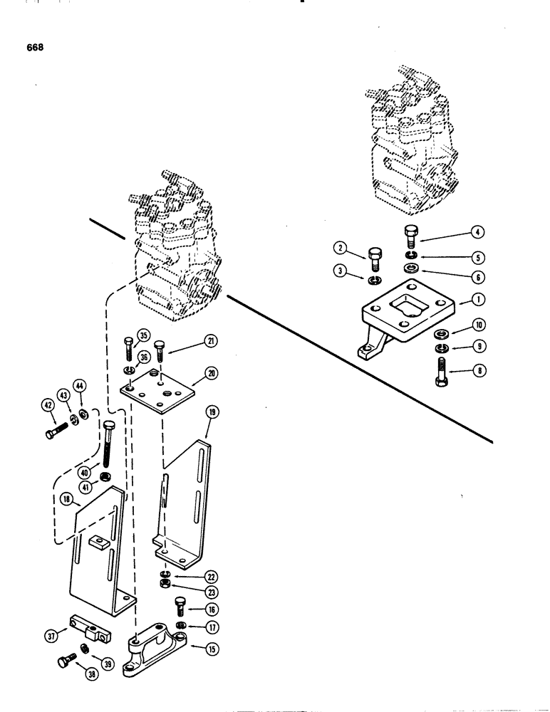 Схема запчастей Case IH 1070 - (0668) - COMPRESSOR MOUNTING BRACKETS, 1ST USED TRACTOR SERIAL NUMBER 8686964, (09) - CHASSIS/ATTACHMENTS