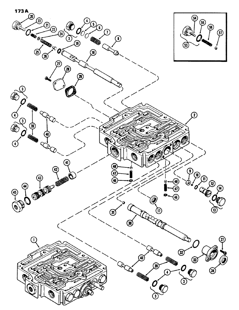 Схема запчастей Case IH 970 - (173A) - A61984 TRANSMISSION CONTROL VALVE, POWER SHIFT, USED TO TRANS. SER. NO. 2366001 (06) - POWER TRAIN