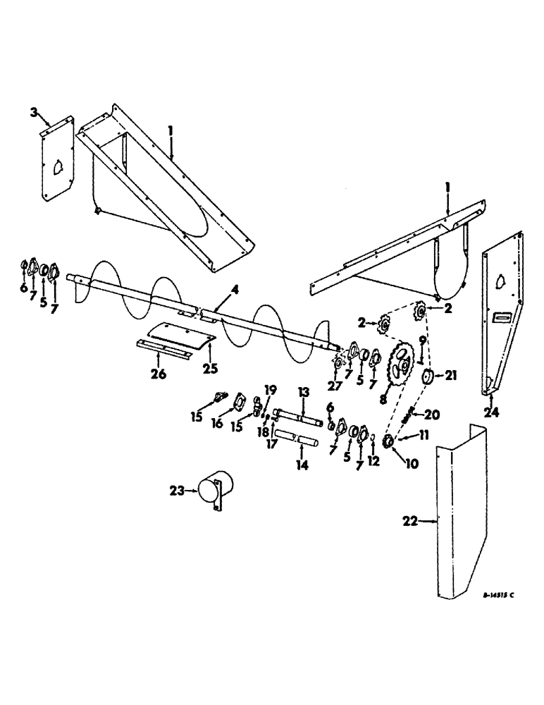 Схема запчастей Case IH 234 - (E-07) - HOPPER, SWEET CORN COMPLETING PARTS (58) - ATTACHMENTS/HEADERS